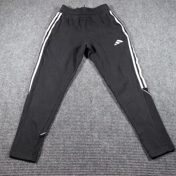 Adidas Joggers Womens Small Black Tapered Fleece Stripe - Picture 2 of 7